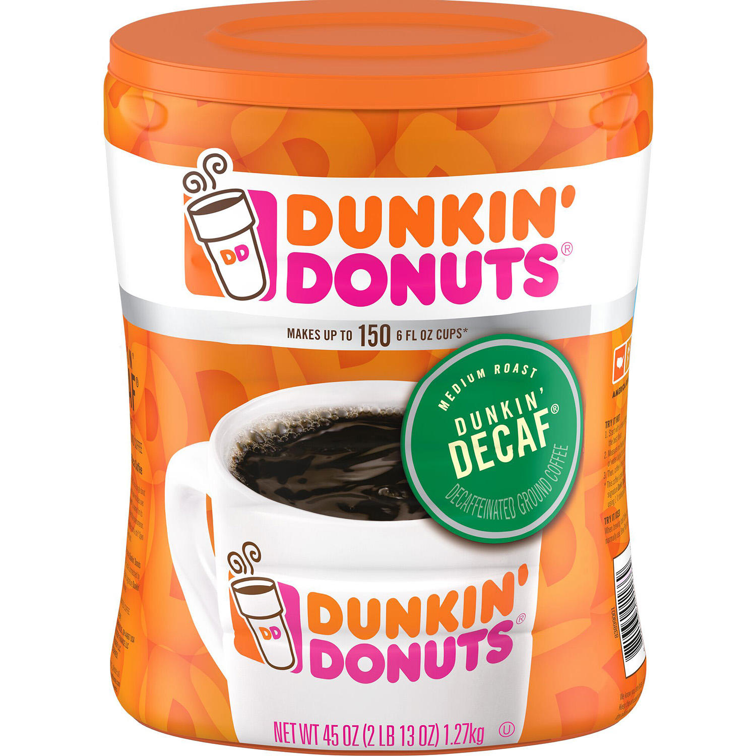 (image for) Dunkin' Donuts Decaffeinated Ground Coffee Medium Roast (45 oz.)